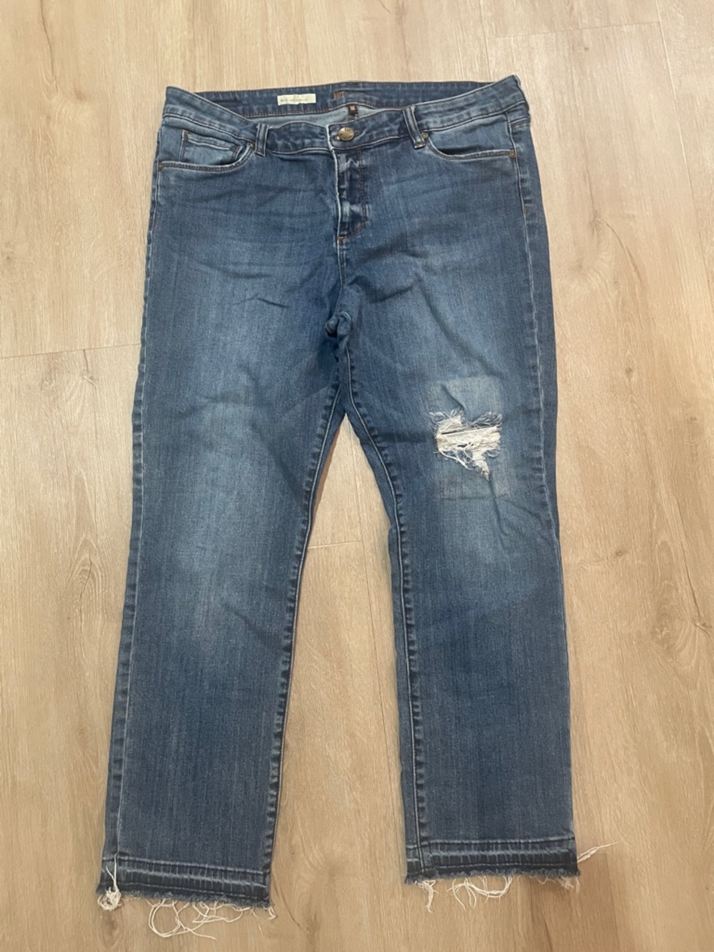 Kut From the Kloth Reese Ankle Straight Leg Distressed Dark Blue Jeans 16 - Picture 4 of 11